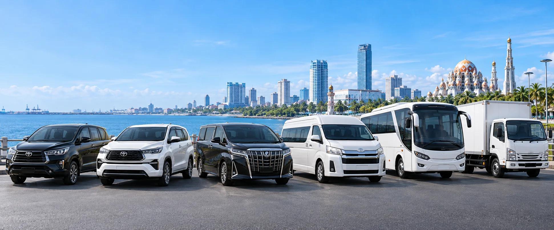 Kendaraan disiapkan sebelum perjalanan: Innova Reborn, Hiace, bus pariwisata, dan CDD Box
